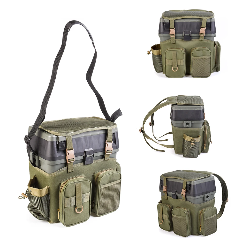 

Multifunctional Fishing Backpack with Tackle Box Fishing Gear Utility Storage Shoulder Bag