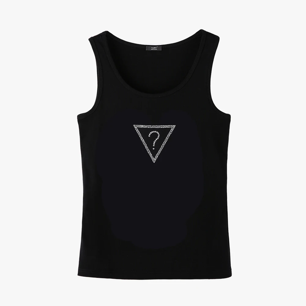 

Summer brand women tank tops 2017 Triangel  Rhinestone fashion women sleeveless t shirt high quality diamond vest crystal tops