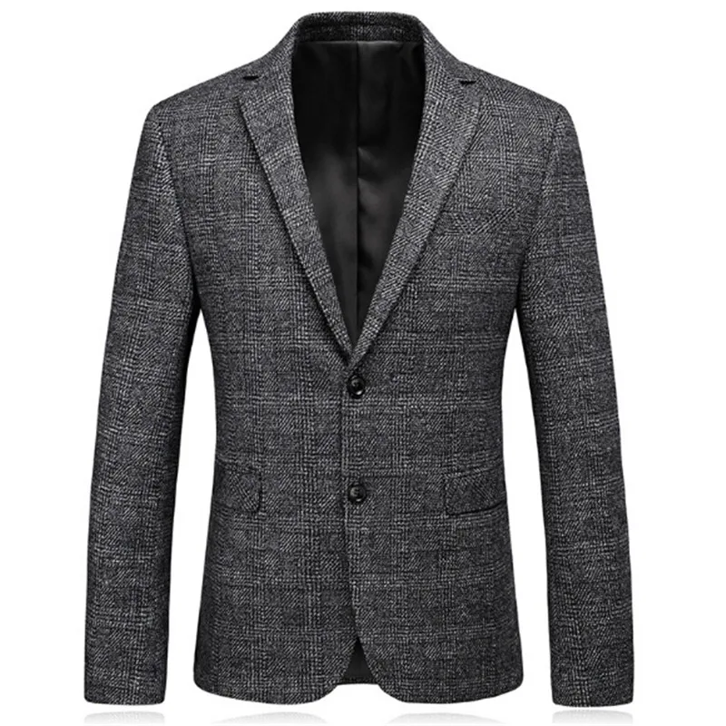 Танку 2018 Новое поступление шерстяной Блейзер для Для мужчин Slim Fit серый Для мужчин Шерсть пиджак мужской Повседневное пиджак Бизнес