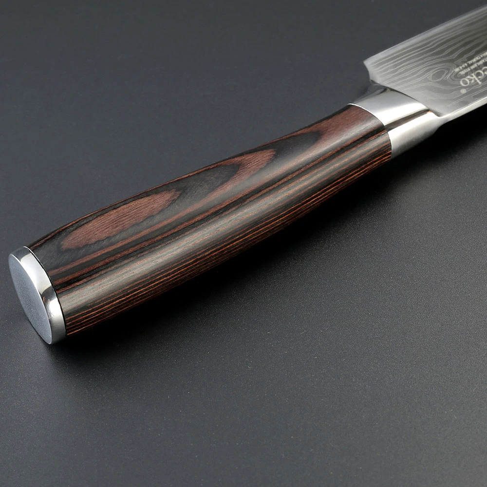 SUNNECKO " нож шеф-повара из нержавеющей стали зеркальный лазерный узор кухонные ножи деревянная ручка острый имитация Дамасского шеф-повара нож