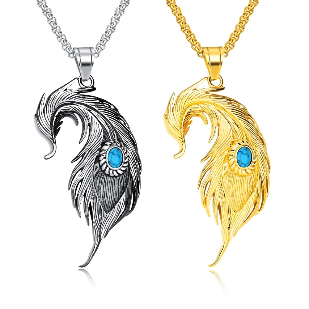 American and European American and American feather necklace, titanium