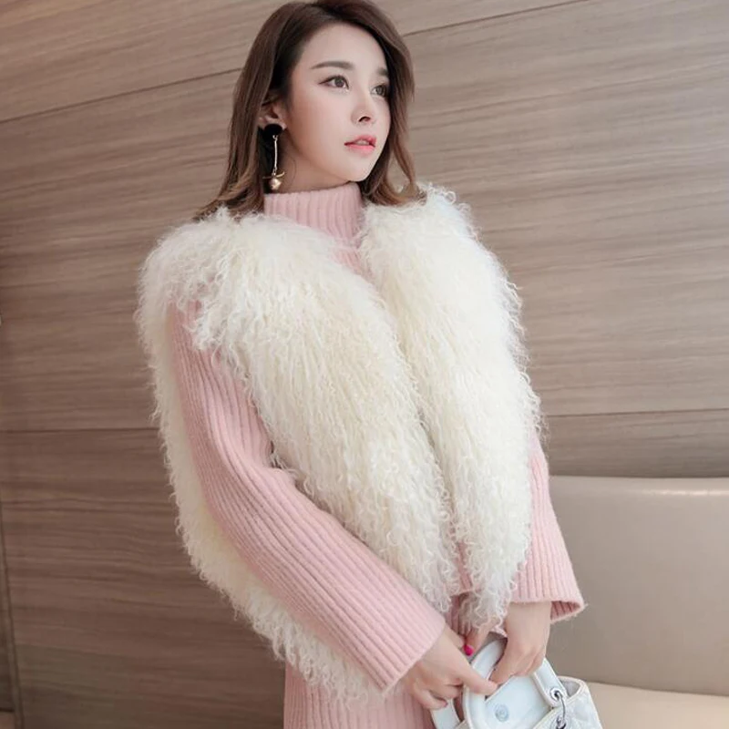 

Womens Clothing Genuine Fur Vest winter women Real Fur Mongolia Sheep Fur Gilet Luxury Waistcoat Girl Brand Fur sr618