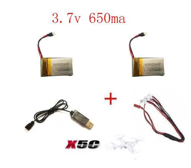 YUKALA x5c x5sc x5sw RC Квадрокоптер rc Дрон 3 7 v 650 mah литий полимерный аккумулятор с USB