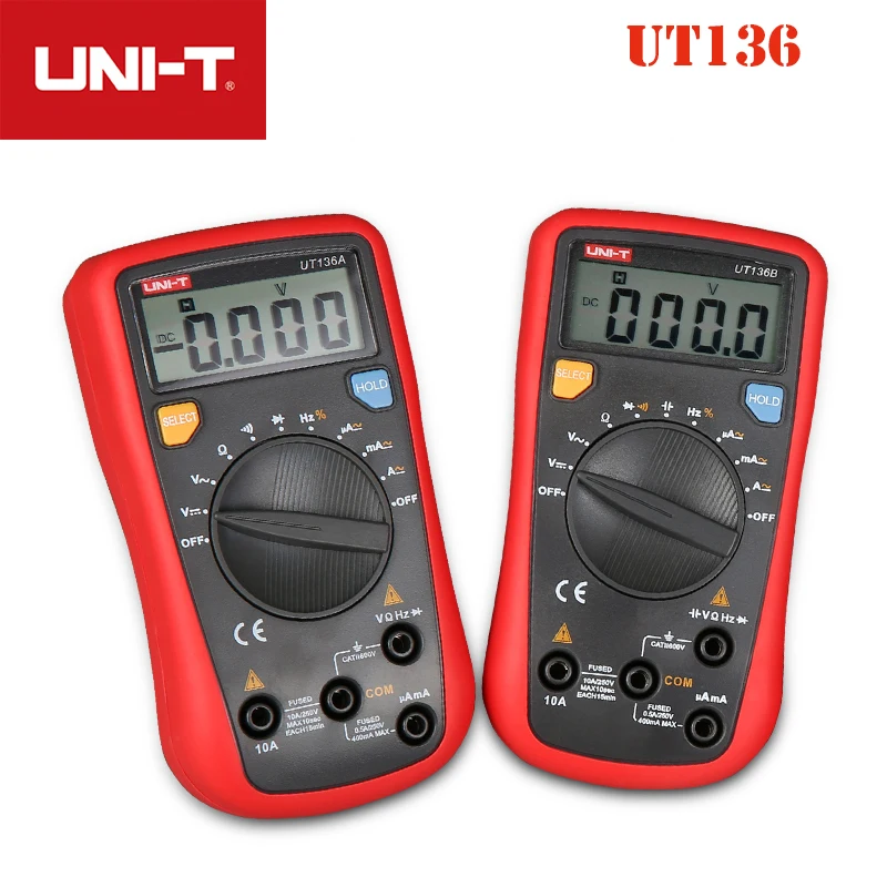 

UNI-T UT136A/UT136B/UT136C/UT136D Digital Multimeter Auto Range AC/DC Voltage Current Resistance Capacitance Frequency Tester