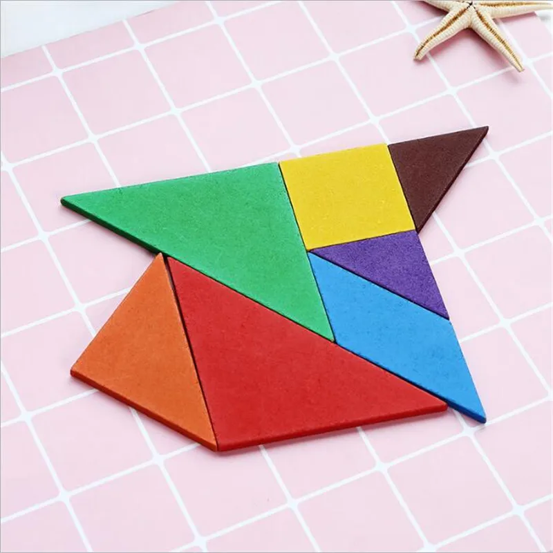 Деревянные Tangram 7 частей головоломки красочный квадрат IQ игры головоломки интеллектуальные Обучающие игрушки для детей