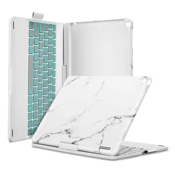 

For iPad Pro 9.7 Case, For iPad 9.7 Case (2018/2017) 360 Rotate Wireless BT 7 Color LED Backlight Auto Wake/Sleep Keyboard Cover
