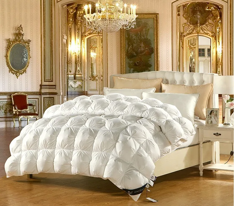 Goose Down Comforter King Size Queen Full Twin White Pink Satin