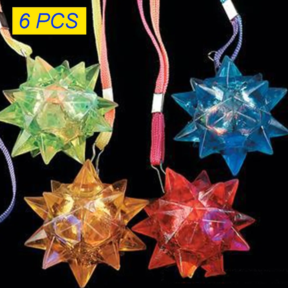 

6pcs Necklace PVC Toy Crystal Star UV Blinking Gifts Party Crystal Glow Dazzling Flashing
