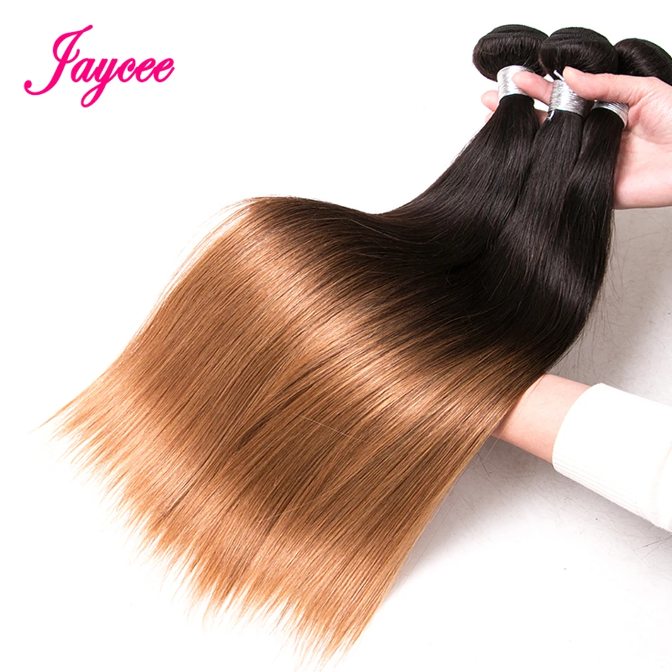 Jaycee человеческие волосы пучки волос от светлого до темного цвета 1b/27 двухцветные бразильские прямые волосы переплетения пучки Remy Омбре светлые волосы для наращивания