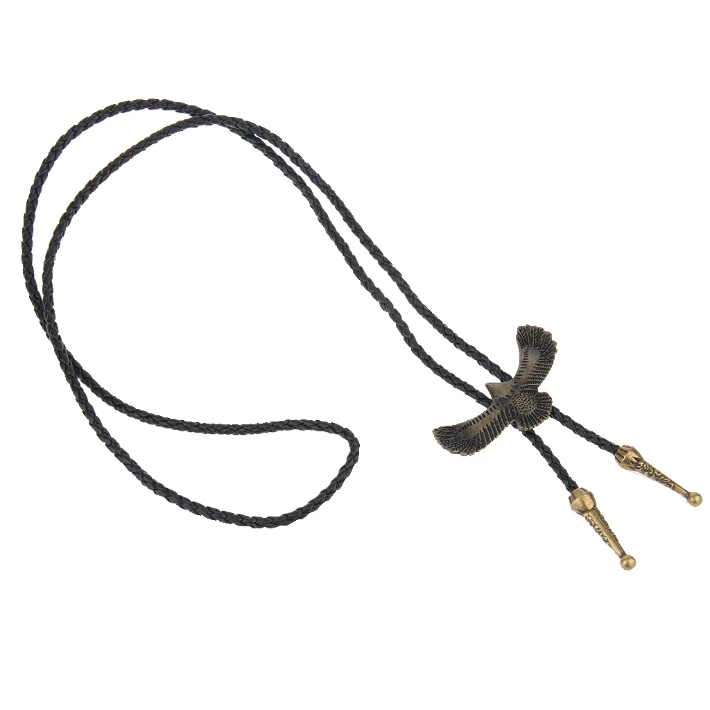 Adult Men Antique Style Alloy Metal Eagle Pendant Bolo Tie Necktie Necklace 