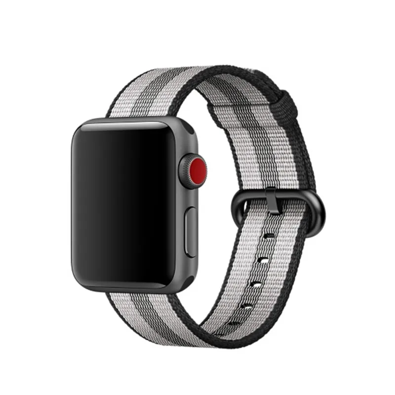 Нейлоновый ремешок для Apple Watch 42 мм 38 мм iWatch 4 ремешка 44 мм 40 мм тканый нейлоновый ремешок для часов браслет для Apple watch 4 3 2 1 - Цвет ремешка: stripe black