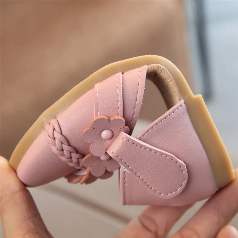 Kids shoes Toddler Infant Kids Baby Girls Flower Woven Floral Princess Shoes Sandals tenis infantil  #4j06 (2)