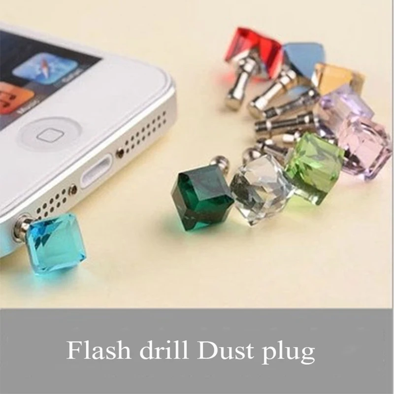 

Bling Diamond Dust Plug Universal 3.5mm Cell Phone Earphone Plug For iPhone 6 5s Samsung HTC Sony Headphone Jack Stopper