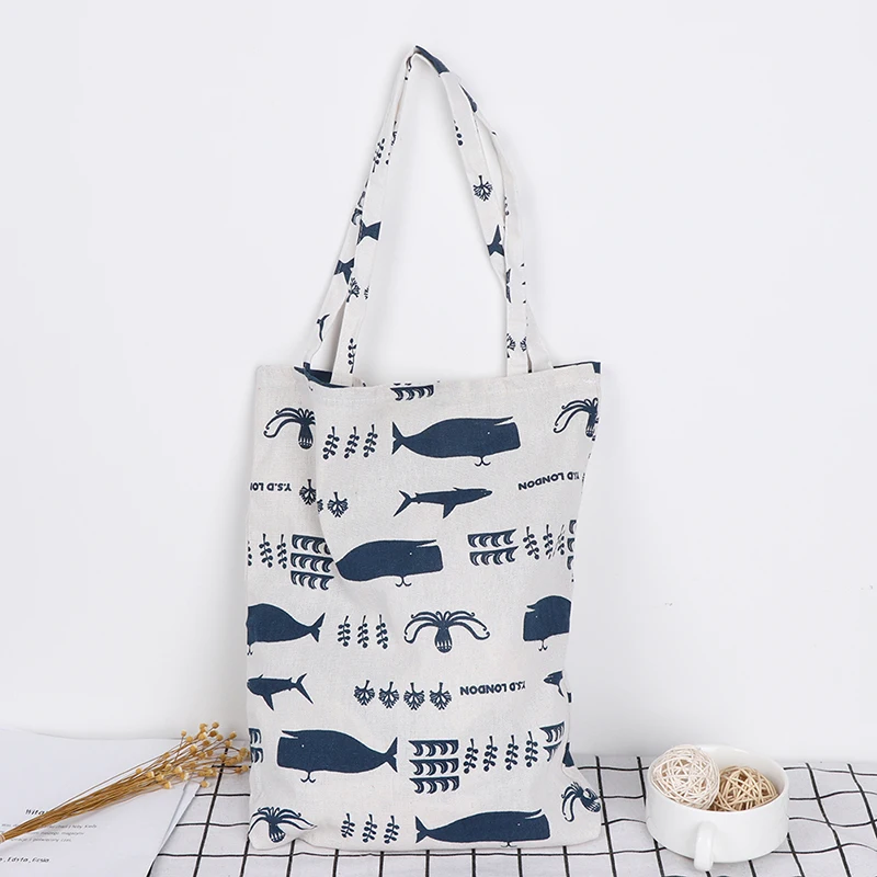 1PCS Print Whale Octopus Sea Life Shopping Bags Durable 1 Layer NO Lining Cotton Linen Shopping Tote Carrying Shoulder Bag 1PCS Print Whale Octopus Sea Life Shopping Bags Durable 1 Layer NO Lining Cotton Linen Shopping Tote Carrying Shoulder Bag