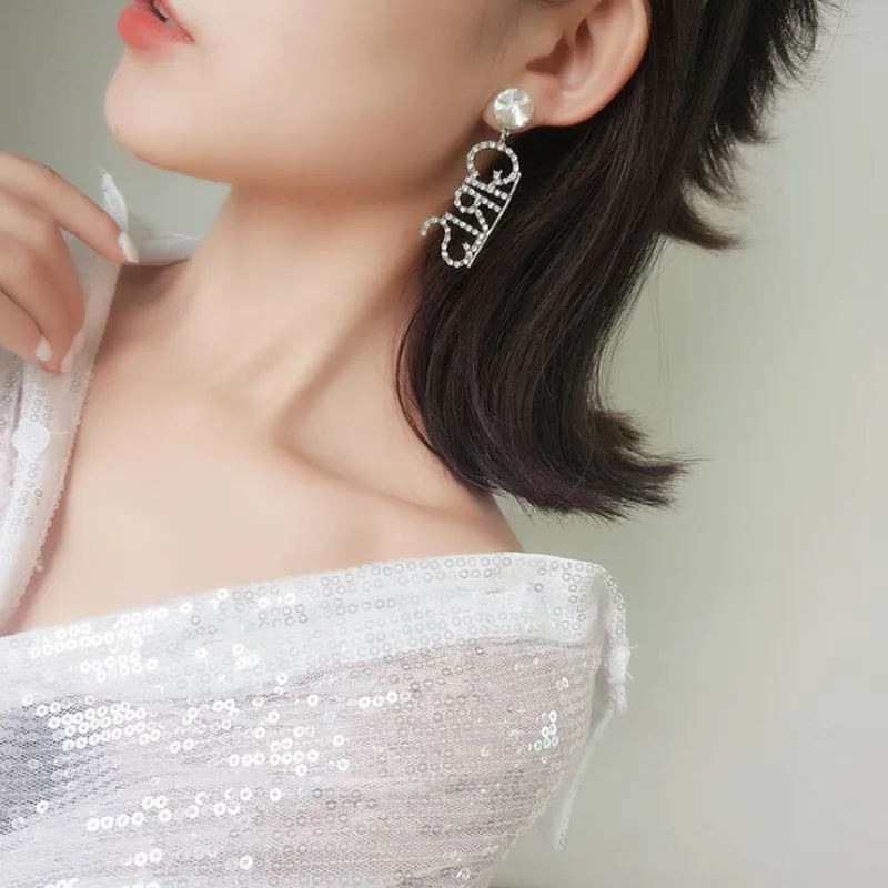 1 Pair Letter GIRLS Crystal Dangle Earrings Rhinestone Drop Earrings Lady Fashion Jewelry Gift For Women