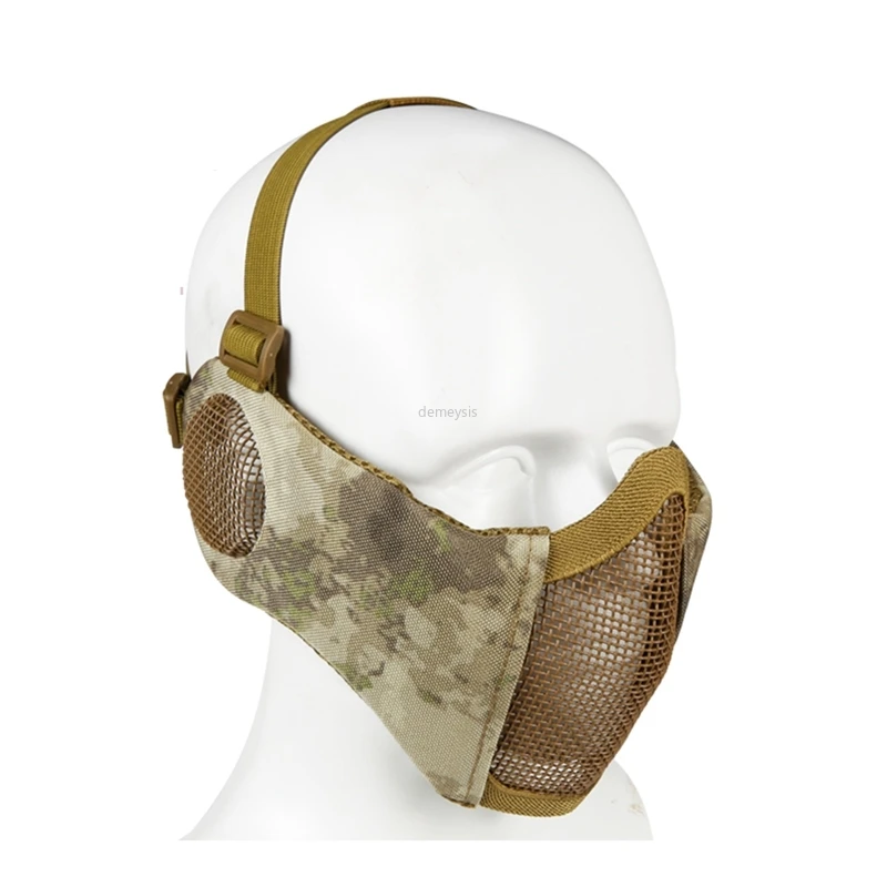 

Tactical Half Face Metal Steel Net Mesh Mask Hunting Protective Guard Mask Airsoft Ear Protection Half Face Mesh Mask