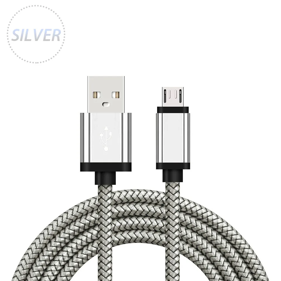 20 см короткий 1 м/2 м длиной V8 Micro usb кабель для зарядки кабель для зарядного устройства для samsung A2 Core M10 A10 J6 J4 Plus смартфон - Тип штекера: Silver Cable