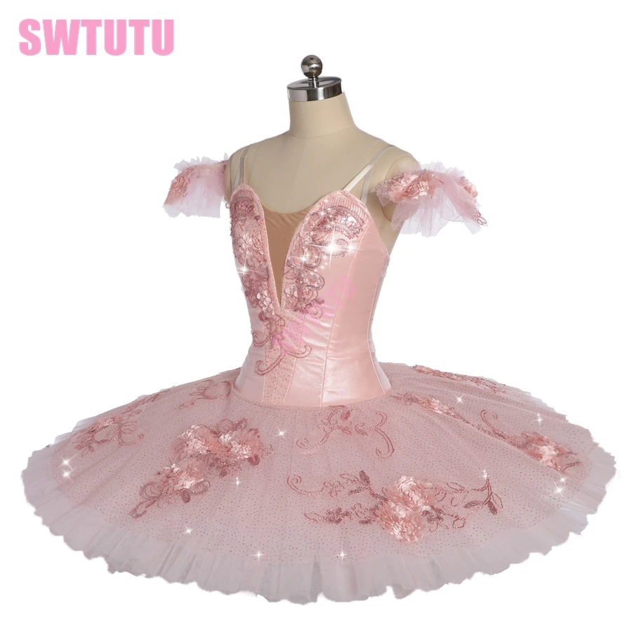 Newest Adult Peach  YAGP competiton professional ballet tutu girls flower fairy pancake doll performance ballet costume BT9172