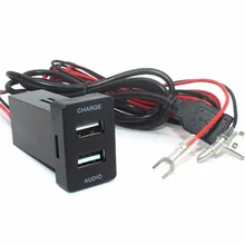 Высокоскоростное автомобильное зарядное устройство с двумя портами USB с аудиоразъемом для Toyota серии, usb зарядка для iPhone, iPad, samsung и многое другое 3.1A
