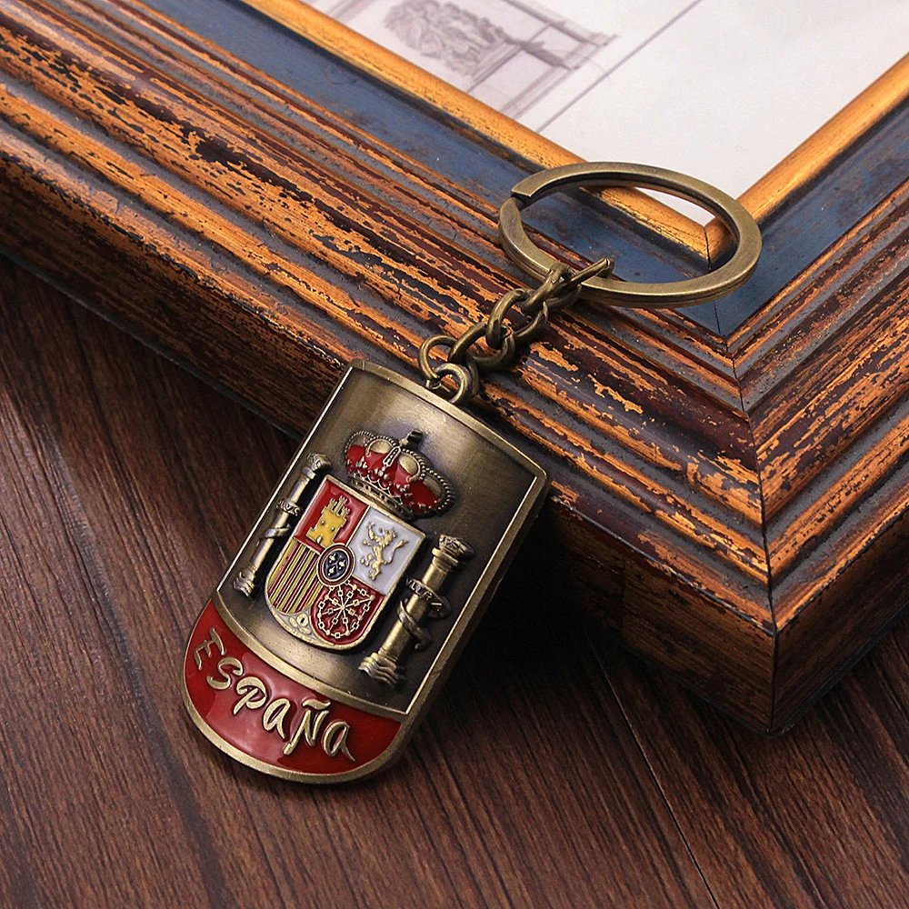 Vicney Newest National Emblem Of Spain Key Chain Arc Shaped Retro