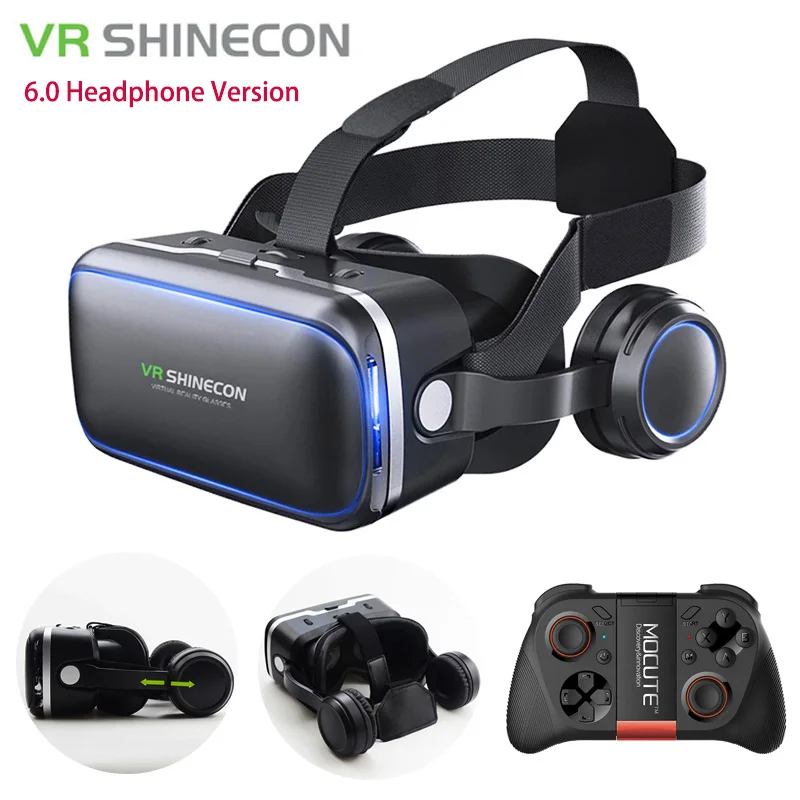 3D очки виртуальной реальности VR Shinecon 6 0 версии наушников Google Cardboard гарнитура шлем