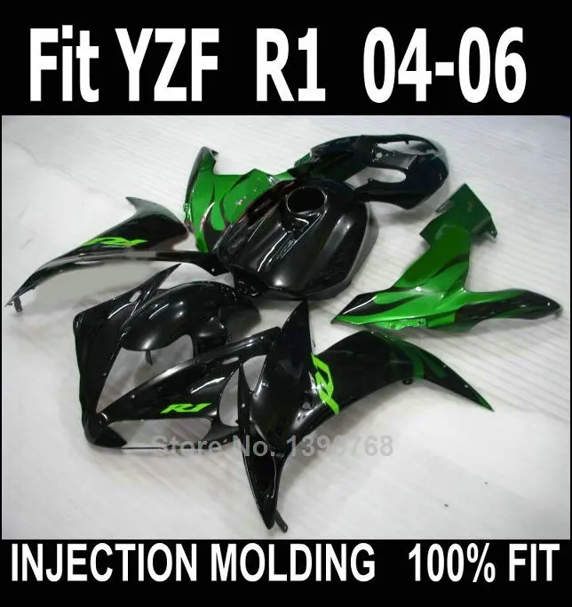 

Injection molded free customize fairing kit for Yamaha YZF R1 2004 2005 2006 green black fairings set YZFR1 04 05 06 NV70