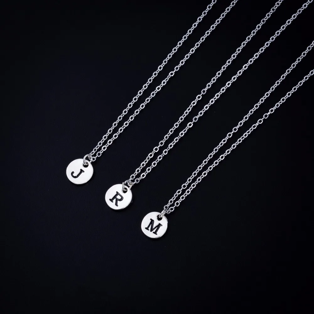 

Custom Select Disc Letters Personalized Initial Name Chain Necklace Couple Pendant Jewelry for Women Fashion Love Christmas Gift