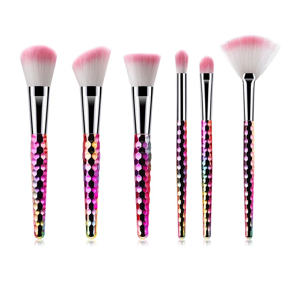

6pcs/set Pro Makeup Brushes Set Cosmetics Brushes Colorful Contour Base Powder Blush Eye Makeup Brushes