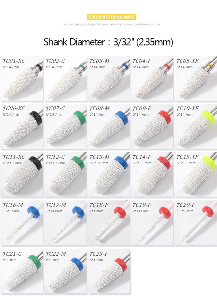 23 типа керамических сверл для ногтей, аксессуары для маникюрного станка, вращающиеся электрические пилки для ногтей, фрезы для маникюра, фрезерные инструменты для дизайна ногтей