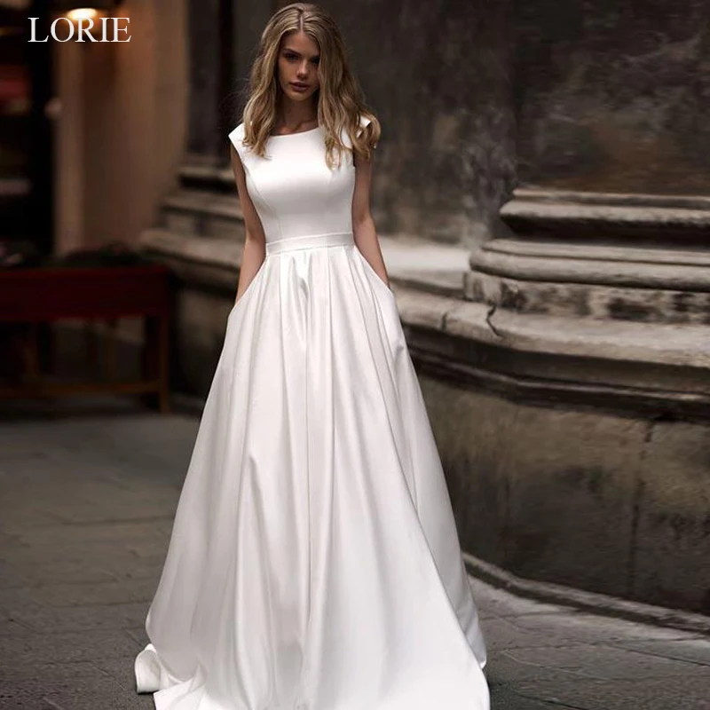 LORIE, модные брендовые Свадебные платья, свадебные платья, vestido de noiva, простые сексуальные свадебные платья без рукавов с открытой спиной