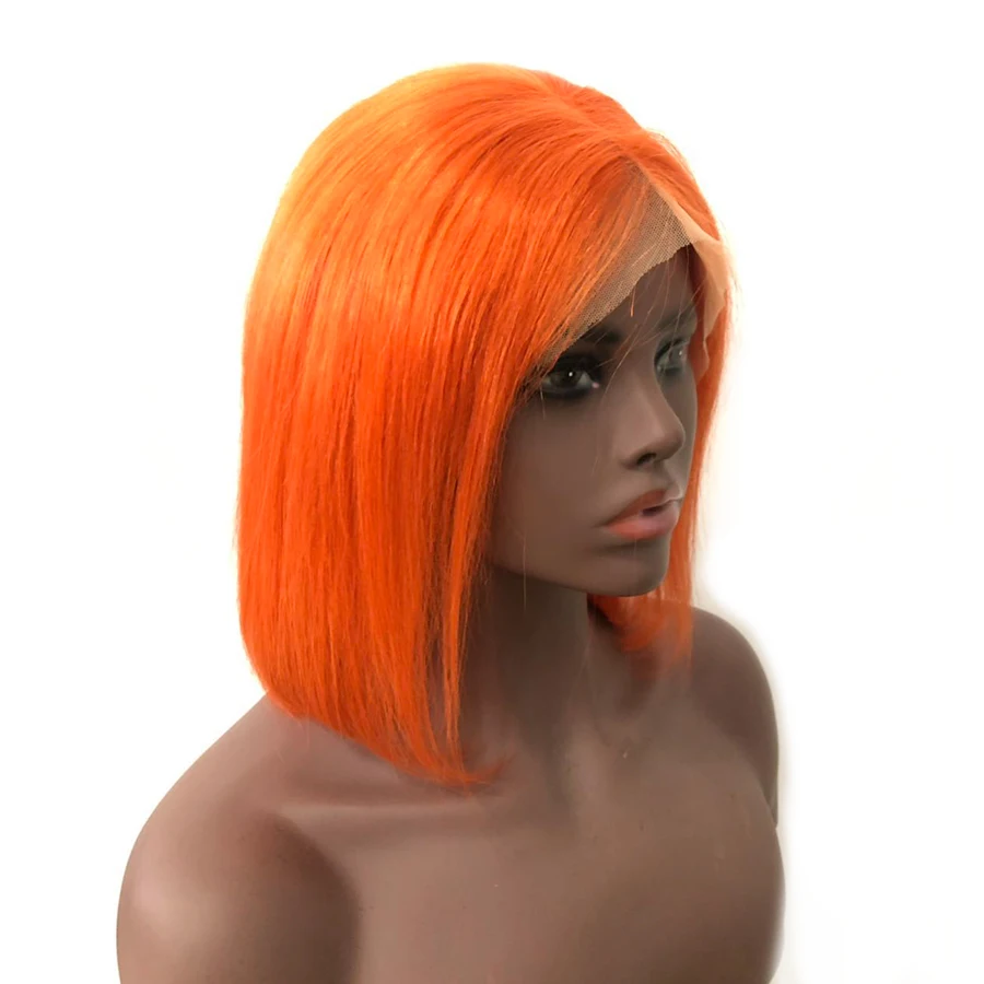 

Remy Brazilian Lace Front Human Hair Wigs BOB Style Brazilian Straight Short Cut Natural Hairline For Women