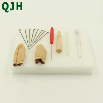 

New 14pcs/set fibre Needle Felting Starter Kit Wool Felt Tools Mat + Needle +Awl+ finger sleeve+Glue stick Poke poke happy