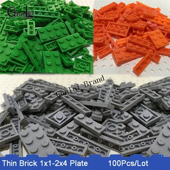 

100pcs/lot Bulk Building Blocks DIY Eduational Toys For Kids Compatible with Bricks Plate Parts 1x1 1x2 1x4 2x3 2x4 Mix 8 Models