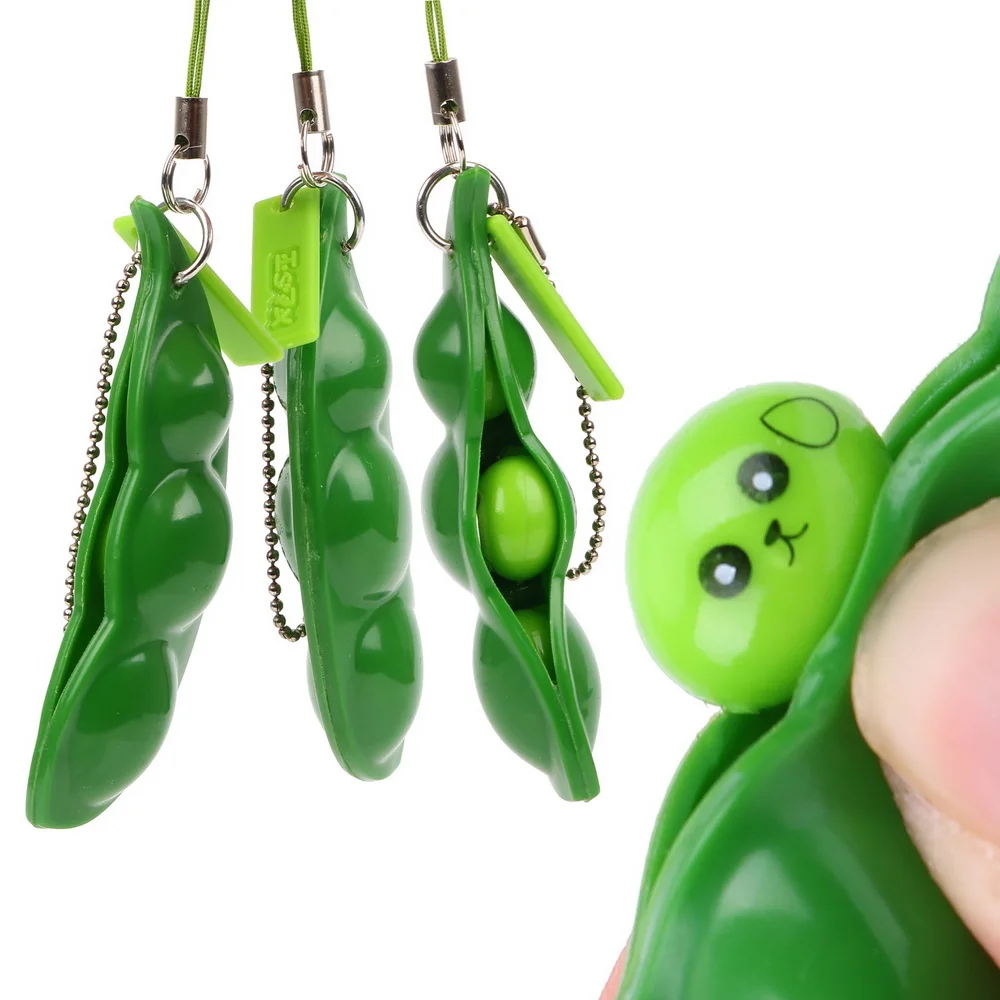Fun Beans Toys Car Key Rings Extrusion Pea Bean Soybean Edamame