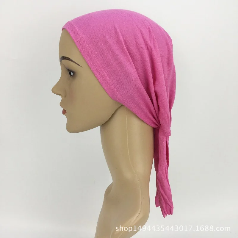 10 шт. под кепкой хиджаб шарфы мусульманский капот с завязками сзади шляпа для женщин хлопок Джерси внутренние шапочки под хиджаб простой цвет исламский капот