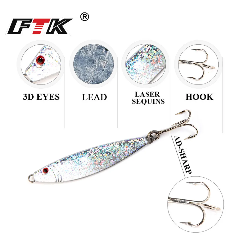 Приманка для рыбалки от ftk Shore Jig Sardine 1 шт. 15 г-60 г 65 мм-115 мм пресноводная соленая форель ложка Бас Приманка металлическая искусственная приманка