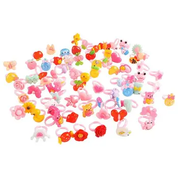 

50pcs Plastic Kids Cartoon Colorful Children Ring Fashion Jewelry Accessories Girl Child Gifts Finger Ring Birthday Party Gift
