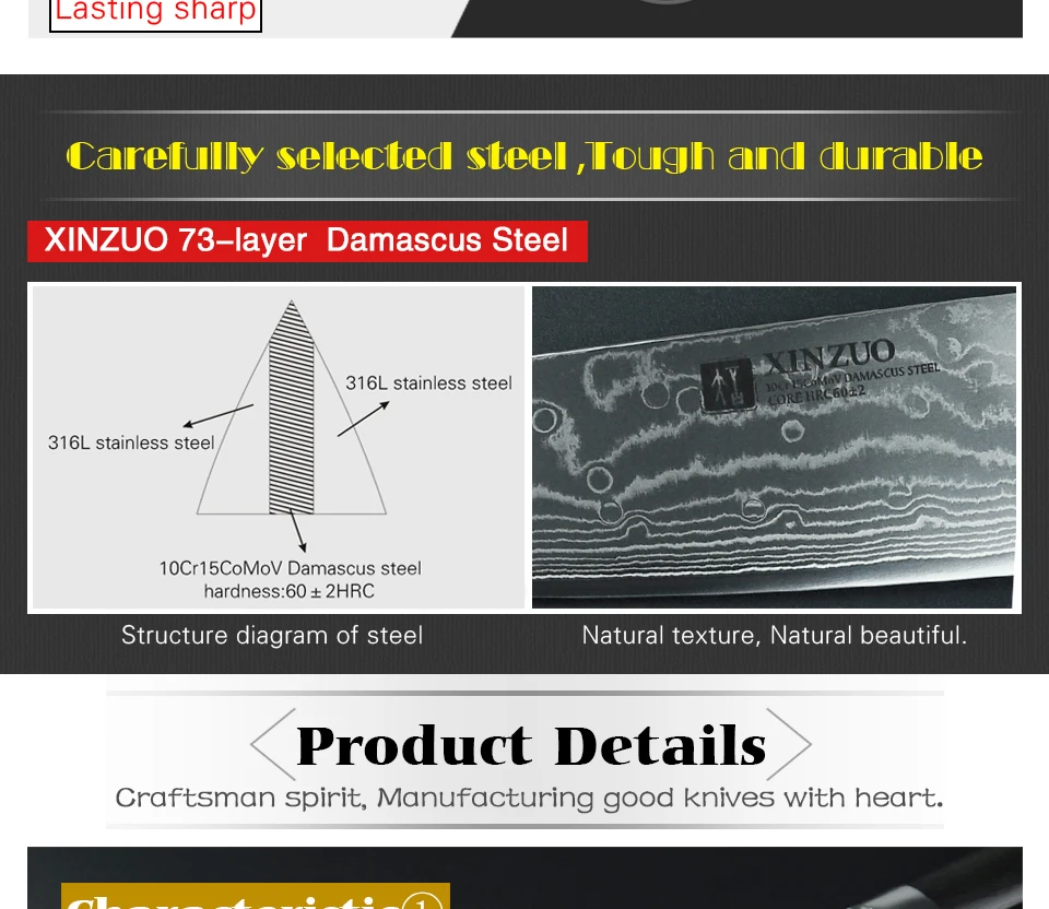 XINZUO 8 дюймов нож шеф-повара 73 слоя японский дамасский кухонный нож кухонный инструмент 62 Hrc резной нож Gyuto Ebony деревянная ручка