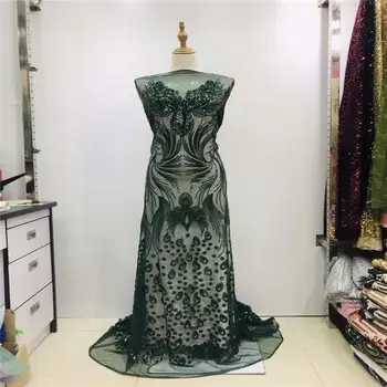 

African French Lace Fabric with sequins High Quality African Tulle Lace Fabric with sequins 5yards white sequin lace fabric 2019