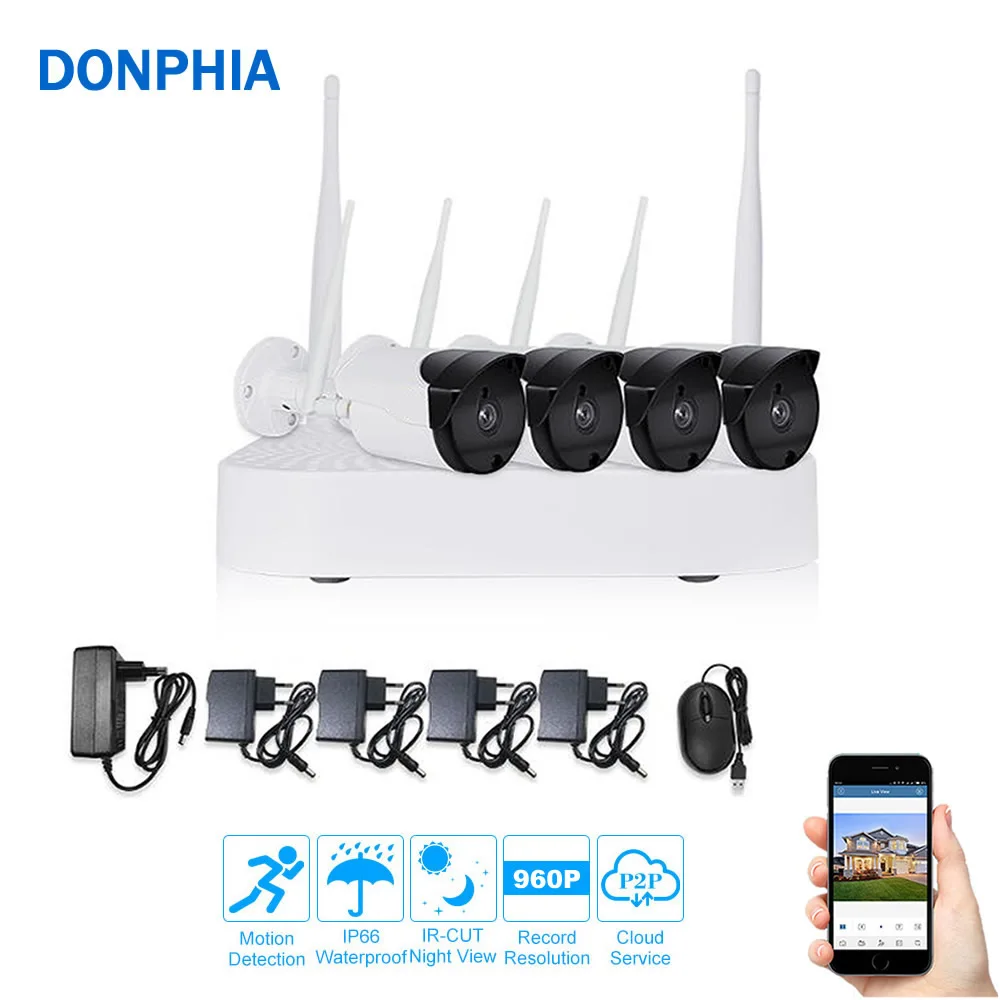 

4CH CCTV Camera System Wireless 960P IP Camera System Wifi NVR kit 4PCS IR Outdoor P2P Security System Video Surveillance