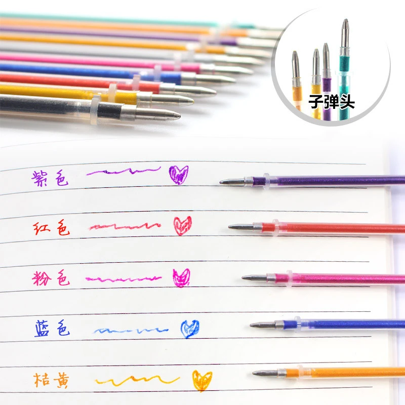 Многоцветная Шариковая гелевая ручка с подсветкой, цветные блестящие ручки для школы, гелевая ручка, набор Boligrafos 04116