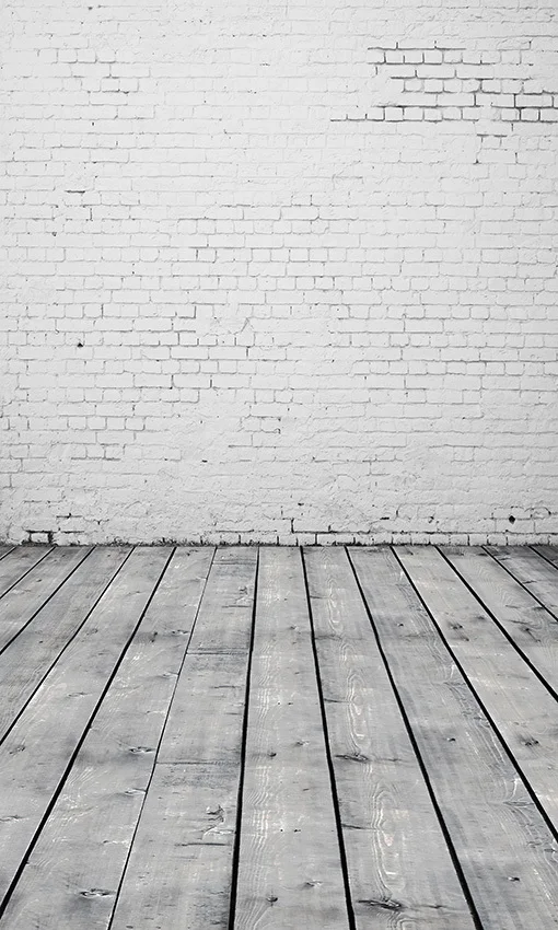 

8x15FT Light White Shabby Bricks Wall Vintage Wooden Floor Custom Photography Studio Backdrops Backgrounds Vinyl 5x10 8x12 10x20