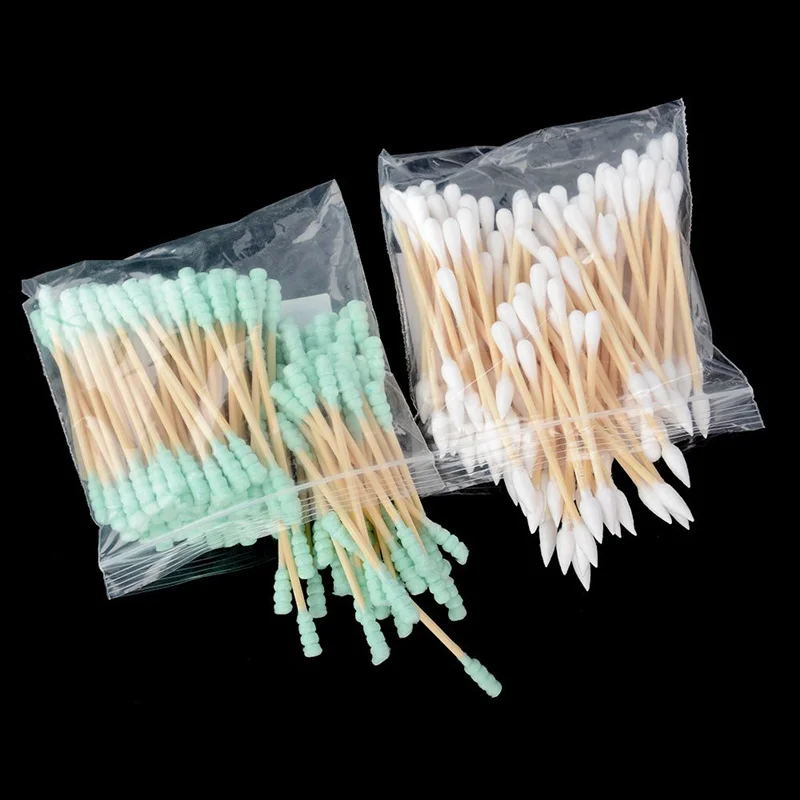 100pcs/ Pack Double Head Cotton Swab Women Makeup Cotton Buds Tip For Medical Wood Sticks Nose Ears Cleaning Tools