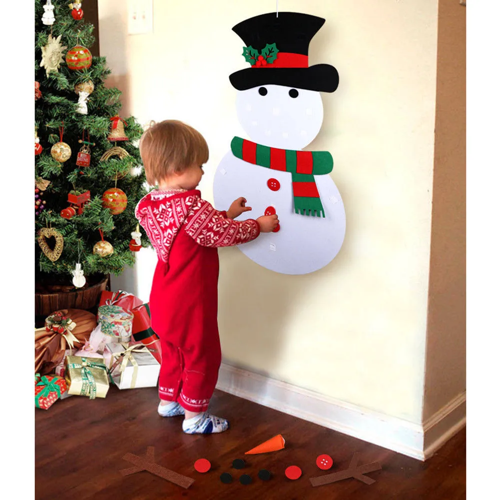 Рождественские украшения, войлочный снеговик, подарок на год, детские игрушки с орнаментом, дверной Настенный комплект, рождественские украшения