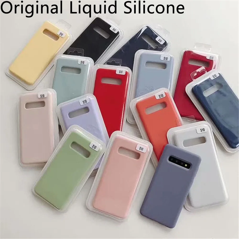 

Original Liquid Silicone Case sFor Samsung Galaxy S10 Plus S10E Note 9 Case Luxurry Full Protective Cover For Galaxy S10 Case