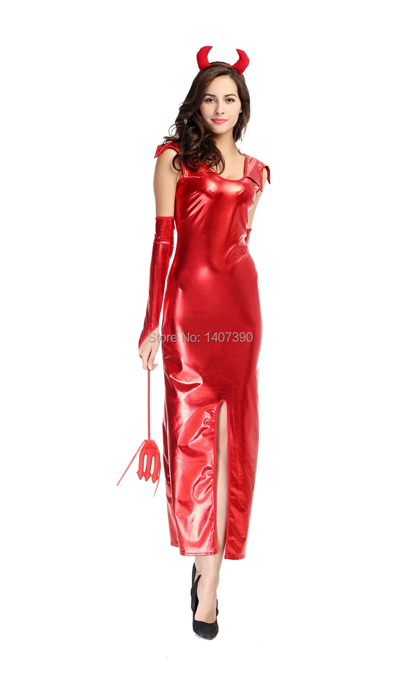 red pvc devil costume