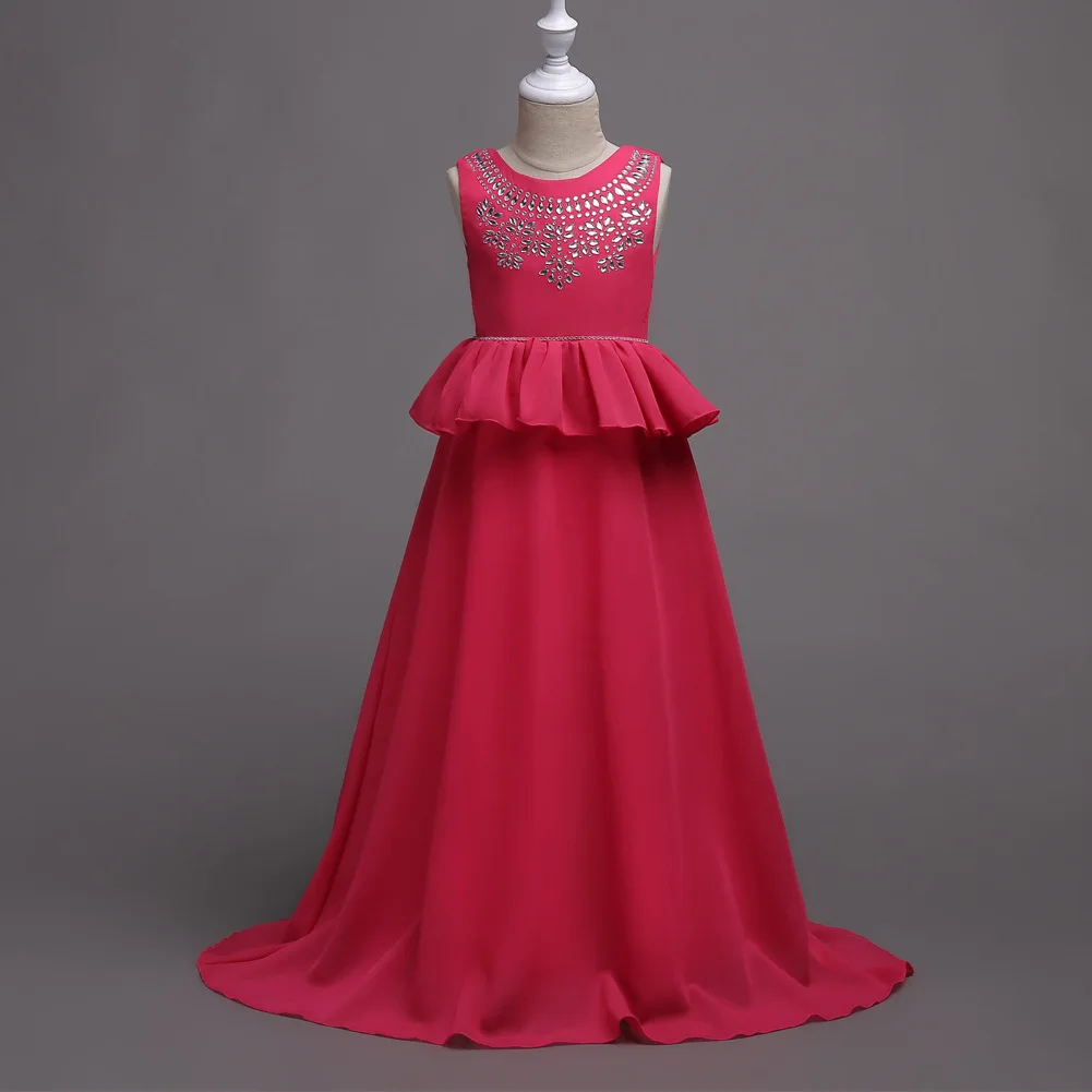 

2018 Kids Girls Embroidered Flower Formal Party A Prom Princess Bridesmaid Wedding Children First Communion Tutu Dress