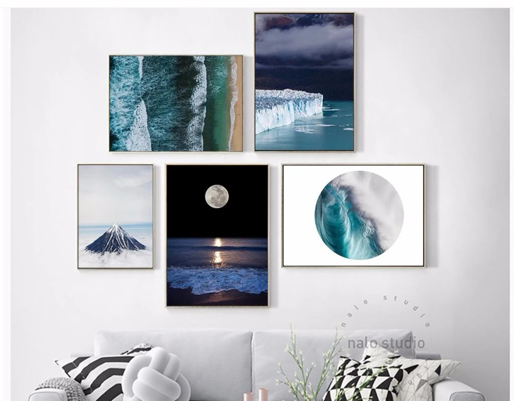 Nuit Lune Mer Vague Paysage Minimaliste Art Affiche Imprimer Motivation Citation Mur Photo Nordique Toile Peinture Interieur 668 Aliexpress