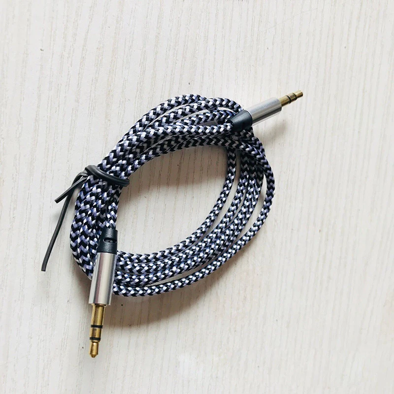 

1m Nylon Aux Cable 3.5mm To 3.5 mm Male To Male Jack Auto Car Audio Cable Gold Plug Kabel line Cord Braided Audio Cable