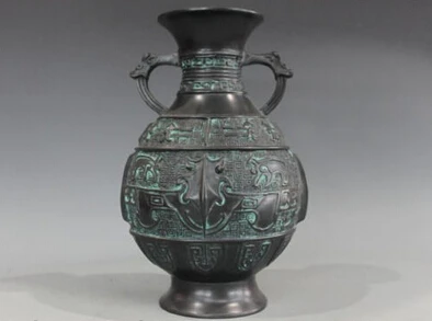 

wholesale factory Chinese Royal Classical Pure Bronze Dragon Beast lines Bottle Pot Vase